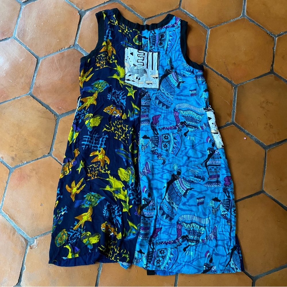 La Cera 1X Button Front Patchwork Dress Artsy Tri… - image 7